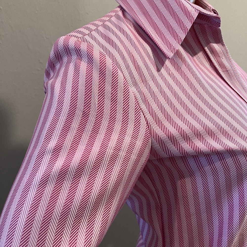 Theory 5 Button Front Herringbone Weave "Ivy" Blouse in Size Petite. NWT - Picture 6 of 16